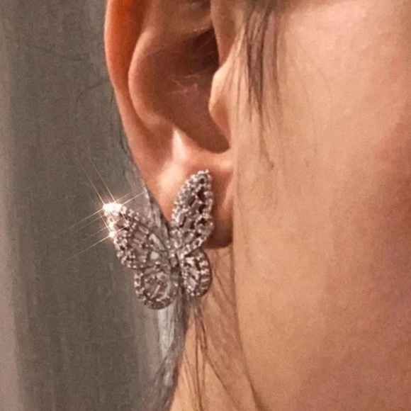 NEW LUXURY DANGLE DIAMOND STERLING SILVER EARRINGS, NICE EARRINGS, CUTE EARRINGS - Picture 2 of 4